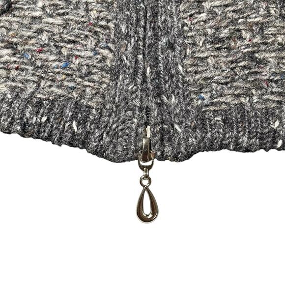 NWOT Aran Crafts 100% Wool Knit Short Sleeve Zip Cardigan Sweater Gray Small - Picture 7 of 9